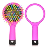 Comb Escova Moda portátil do cabelo do arco-íris Anti-estático com espelho