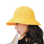 Redbey Feminino Fisherman Hat Solid Color Chapéu De Sol Aba Larga Hat Cotton