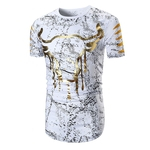 Gostar Homens Moda Chic Fino T-shirt simples Ink Nacional Estilo Dot Printing Tops