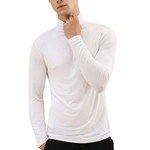 Homens Modal Highneck lapela roupa interior térmica shirt Tops da Base de mangas compridas apertadas