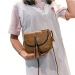 Gostar Lady Mini Tassel Mensageiro Shoulder Bag Mulheres cor sólida Crossbody Casual Bolsa PU