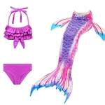 QUENTE (Em estoque) 3pcs / set Crianças menina sereia Swimsuit Cauda da sereia Costume Desgaste da natação