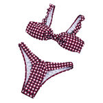 Redbey 2pcs / Set Mulheres Sexy Lattice Impressão Peito Knot Set Swimwear