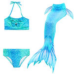 Redbey 3pcs / Swimsuit Cauda Set Crianças Meninas Bikini Mermaid