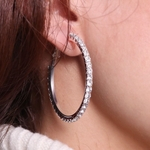 Niceday Sterling Silver Pedrinhas Círculo Ear Pandent brincos de diamantes por Mulheres