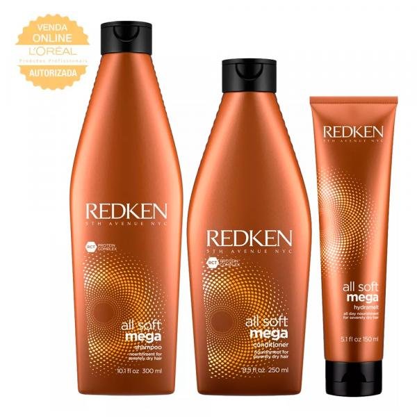 Redken All Soft Mega Kit - Shampoo + Cond +Leave-in