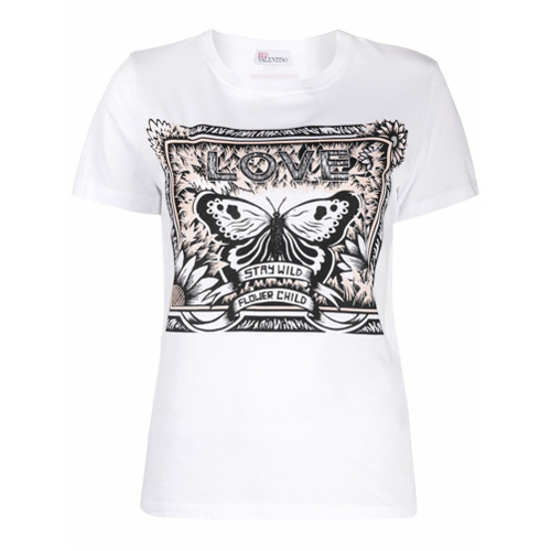 RedValentino Camiseta com Detalhe de Borboleta - Branco