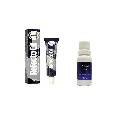 Refectocil Preto 1.0 Tinta para Cílios Sobrancelha Barba 15ml + Oxidante Henafix 20ml