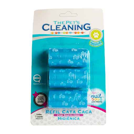 Refil Cata Caca Azul com 3 Rolos The Pets Cleaning