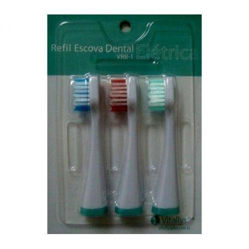 Refil Escova Dental Vitallysplus Vrb-1 com 3 Cabeças de Escova Dental em 3 Cores