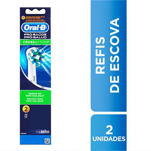Refil para Escova Dental Elétrica Oral-B Pro Saúde Cross Action 2 Unidades