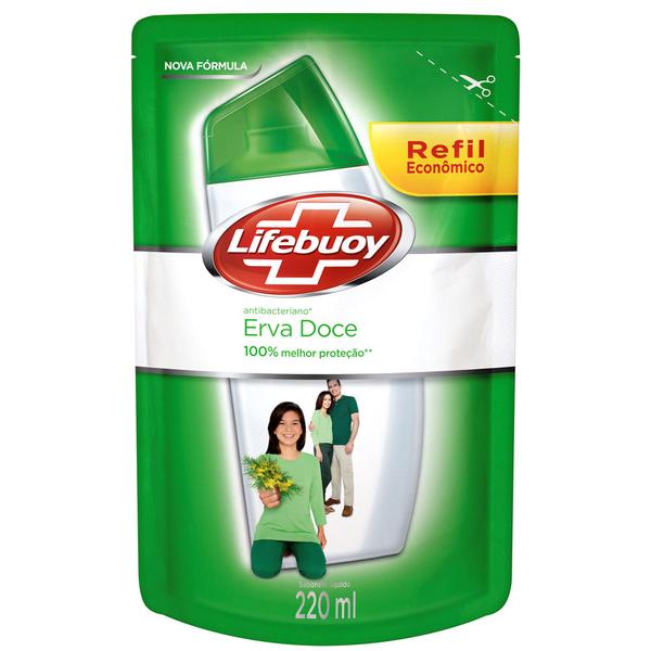 Refil Sabonete Liquido Antibacteriano Lifebuoy Wash Erva Doce 220ml