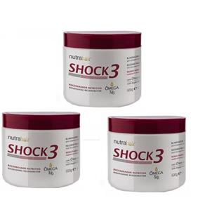 Regenerador Shock3 Ômega 3/6 Nutra Hair 500gr (kit com 3 Un)