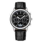 Vintage Stainless Steel Calendar Dial Leather Men's Business Quartz Wrist Watch