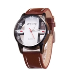 Watches Men Leather Strap Wrist Quartz Watch Coffee