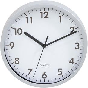 Relógio 20cm Redondo Pequeno 17832 Yazi Branco/Prata