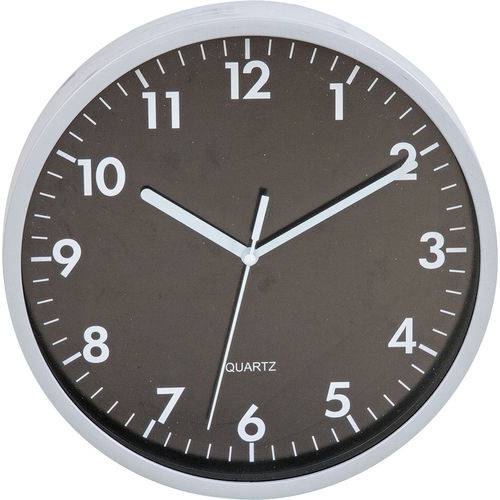 Relógio 25cm Redondo Grande 17835 Yazi Preto/prata
