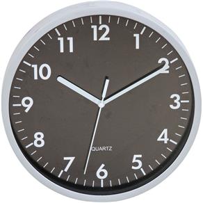 Relógio 25cm Redondo Grande 17835 Yazi Preto/Prata