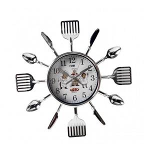 Relógio de Parede Cozinha Formato Talheres Prata