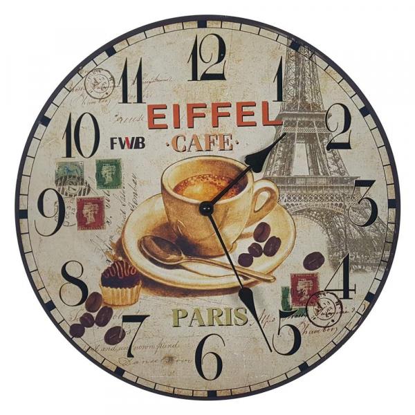 Relógio de Parede Retrô Eiffel Café - Yaay