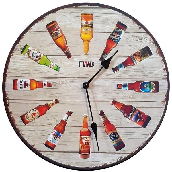 Relógio de Parede Retrô Garrafas de Cerveja - Yaay