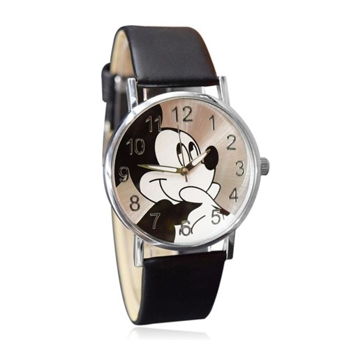 Relógio Feminino de Pulso Preto Analógico Mickey Mouse Disney