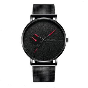 Relógio Masculino Total Black Malha de Aço Vermelho