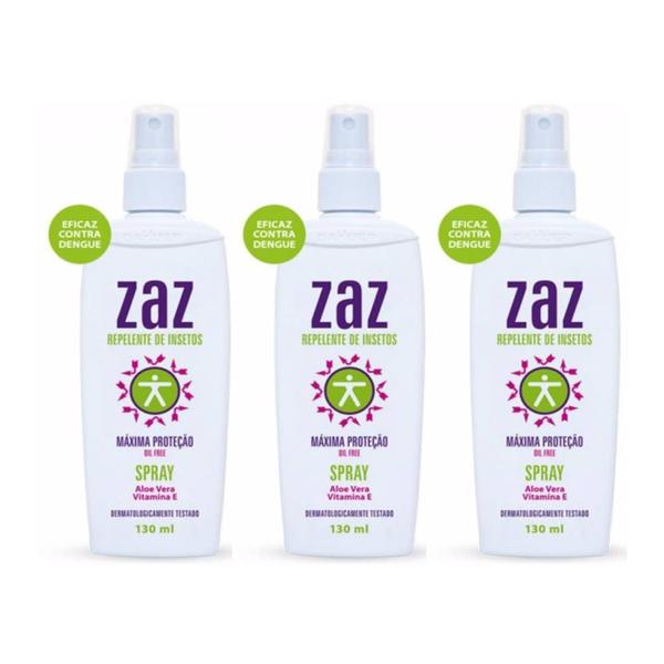 Repelente de Insetos Zaz Spray 130ml - Kit com 3 Unidades - Zaz Repelente de Insetos