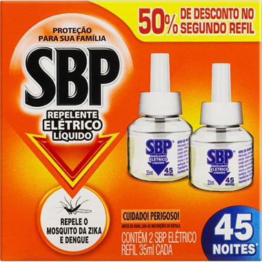 Repelente Elétrico Líquido SBP 35ml 2 Un 50% de Desconto