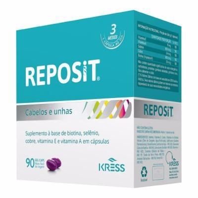 Reposit Cabelo E Unhas Kress - 90 Cápsulas - Biotina, Selênio E Vitaminas