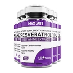 Resveratrol MAX LABS 600 Cápsulas 500mg - Kit 05 Potes