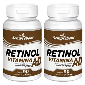 Retinol Vitamina a + D – Semprebom – 180 Cap. de 240 Mg. - Sem Sabor - 180 Cápsulas