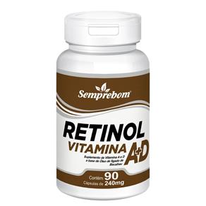 Retinol Vitamina a + D – Semprebom – 90 Cap. de 240 Mg. - Sem Sabor - 90 Cápsulas
