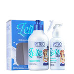 Retrô Cosméticos Leite Doce Kit Shampoo 300ml Spray Hidratação Relâmpago 120ml