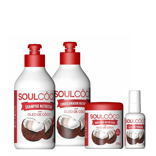 Retrô Cosméticos Soul Coco Kit Shampoo 300ml Condicionador 300ml Máscara 250g Óleo 50ml