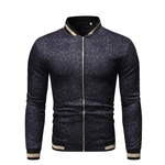 Men's Jacket 3D Digital Leopard Print Zipped Closure Casual Top Autumn Winter Coat