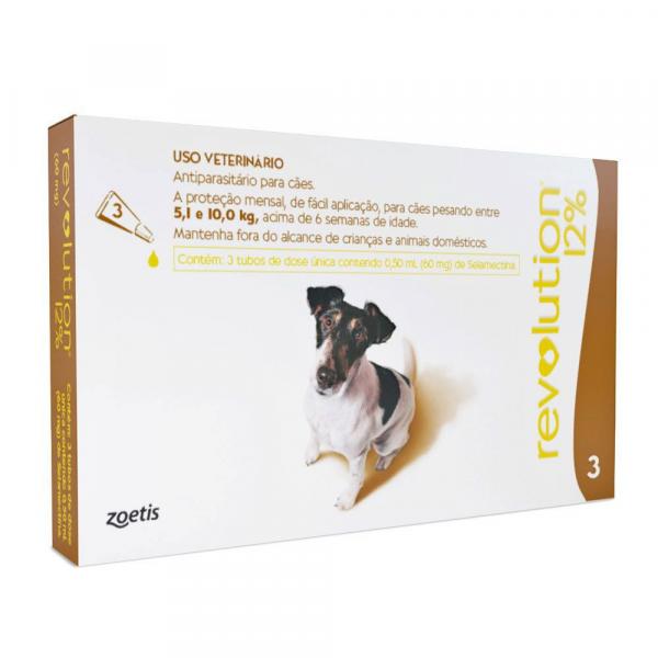 Antipulgas e Carrapatos Zoetis Revolution 12% para Cães de 5 a 10 Kg - 60 Mg
