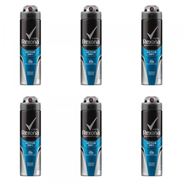 Rexona Active Dry Desodorante Aerosol Masculino 90g (Kit C/06)