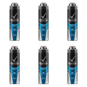 Rexona Active Dry Desodorante Aerosol Masculino 90g - Kit com 06