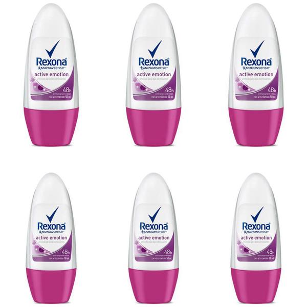 Rexona Active Emotion Desodorante Rollon Feminino 50ml (Kit C/06)