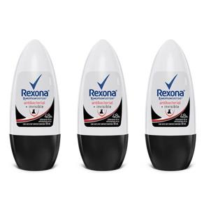 Rexona Antibacterial + Invisible Desodorante Rollon Feminino 50ml - Kit com 03