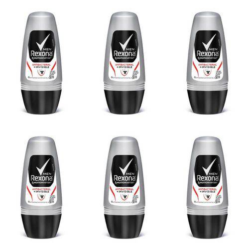 Rexona Antibacterial + Invisible Desodorante Rollon Masculino 50ml (kit C/06)