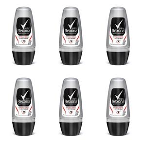 Rexona Antibacterial + Invisible Desodorante Rollon Masculino 50ml - Kit com 06