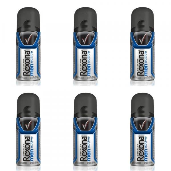 Rexona Compact Active Desodorante Aerosol Masculino 58g (Kit C/06)