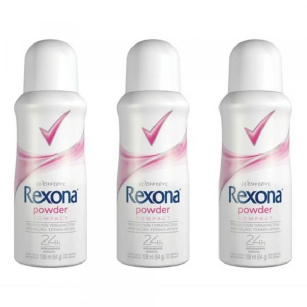 Rexona Compact Powder Desodorante Aerosol Feminino 64g (Kit C/03)