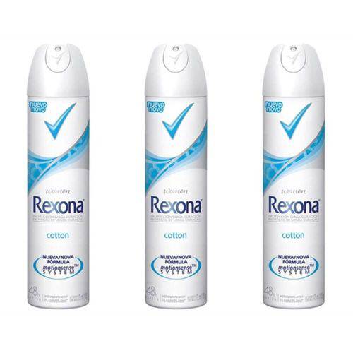 Rexona Cotton Dry Desodorante Aerosol Feminino 90g (kit C/03)