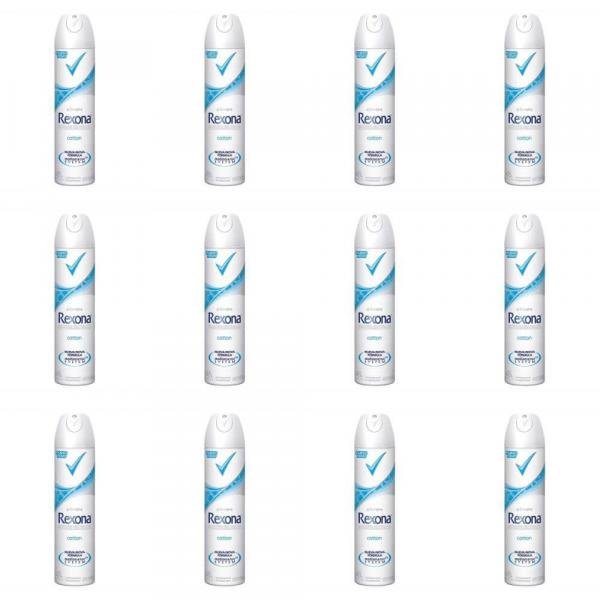 Rexona Cotton Dry Desodorante Aerosol Feminino 90g (kit C/12)