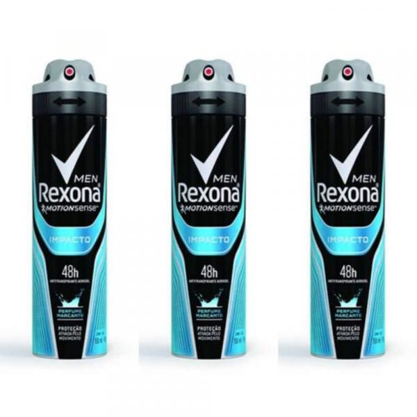 Rexona Impacto Desodorante Aerosol Masculino 90g (Kit C/03)