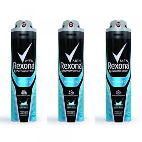 Rexona Impacto Desodorante Aerosol Masculino 90g (Kit C/03)