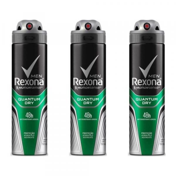 Rexona Mem Quantum Dry Desodorante Aerosol 90g (Kit C/03)